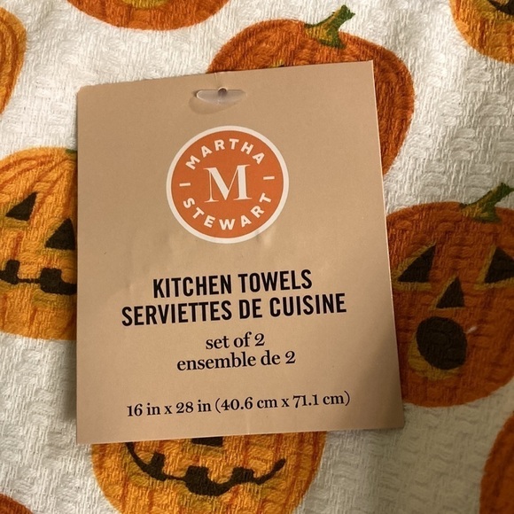 NEW! MARTHA STEWART 2 Pack HALLOWEEN JACK-O-LANTERN KITCHEN TOWELS & Mini Mitts - Picture 5 of 8